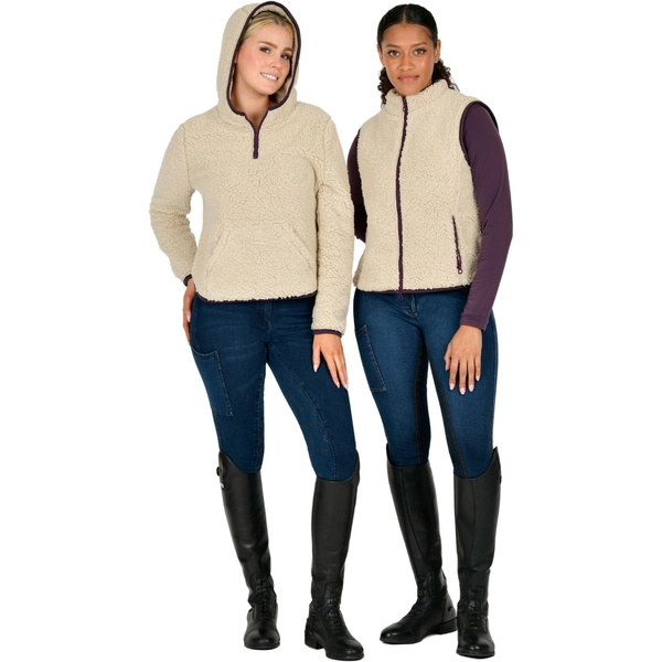 Dublin Thea Teddy Vest 1024229 - Natural Fur / Plum Perfect Trim
